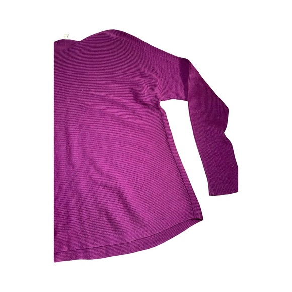 Eileen Fisher Womens Sz L Ribbed Purple Oversized Sustainable Silk Sweater, EUC - Picture 6 of 6